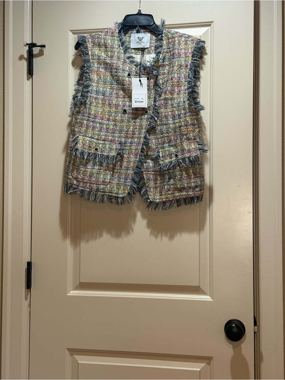 Multicolor Tweed Fringe Vest - Pastel Mix